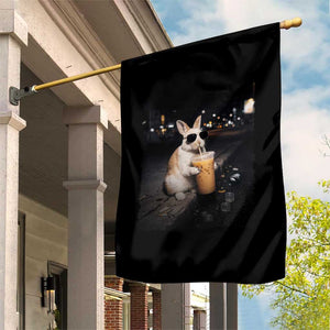 Funny Bunny Drinking Iced Coffee Garden Flag Animal Meme Viral Internet TS14 Print Your Wear
