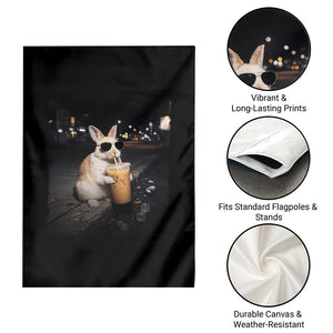 Funny Bunny Drinking Iced Coffee Garden Flag Animal Meme Viral Internet TS14 Print Your Wear