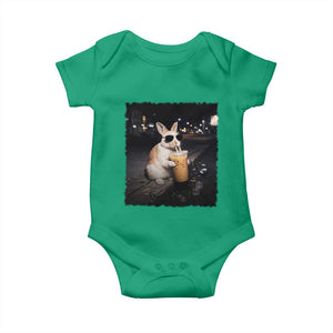 Funny Bunny Drinking Iced Coffee Baby Onesie Animal Meme Viral Internet TS14 Irish Green Print Your Wear