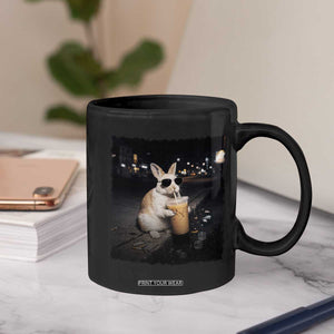 Funny Bunny Drinking Iced Coffee Coffee Mug Animal Meme Viral Internet TS14 Print Your Wear