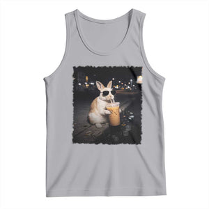 Funny Bunny Drinking Iced Coffee Tank Top Animal Meme Viral Internet TS14 Athletic Heather Print Your Wear