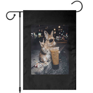 Funny Bunny Drinking Iced Coffee Garden Flag Vintage 90s Graphic Meme TS14 Black Print Your Wear