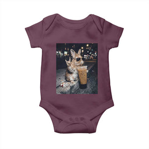 Funny Bunny Drinking Diet Coke Baby Onesie Vintage 90s Graphic Meme TS14 Maroon Print Your Wear