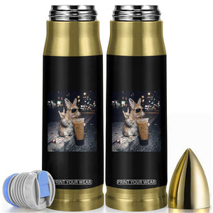 Funny Bunny Drinking Iced Coffee Bullet Tumbler Vintage 90s Graphic Meme TS14 Black Print Your Wear