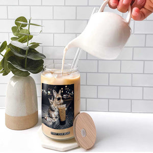 Funny Bunny Drinking Iced Coffee Glass Can Vintage 90s Graphic Meme TS14 Print Your Wear