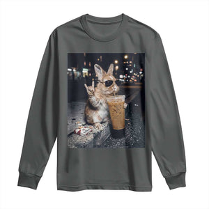 Funny Bunny Drinking Diet Coke Long Sleeve Shirt Vintage 90s Graphic Meme TS14 Dark Heather Print Your Wear
