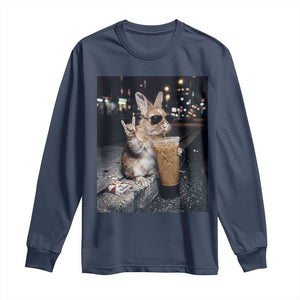 Funny Bunny Drinking Diet Coke Long Sleeve Shirt Vintage 90s Graphic Meme TS14 Navy Print Your Wear