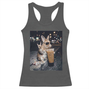 Funny Bunny Drinking Diet Coke Racerback Tank Top Vintage 90s Graphic Meme TS14 Dark Heather Print Your Wear