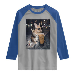Funny Bunny Drinking Diet Coke Raglan Shirt Vintage 90s Graphic Meme TS14 Sport Gray Royal Print Your Wear