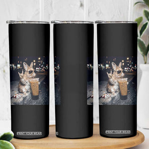 Funny Bunny Drinking Iced Coffee Skinny Tumbler Vintage 90s Graphic Meme TS14 Print Your Wear