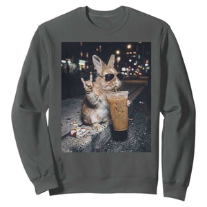 Funny Bunny Drinking Diet Coke Sweatshirt Vintage 90s Graphic Meme TS14 Dark Heather Print Your Wear