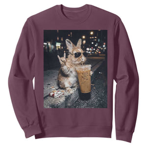 Funny Bunny Drinking Diet Coke Sweatshirt Vintage 90s Graphic Meme TS14 Maroon Print Your Wear