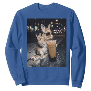 Funny Bunny Drinking Diet Coke Sweatshirt Vintage 90s Graphic Meme TS14 Royal Blue Print Your Wear