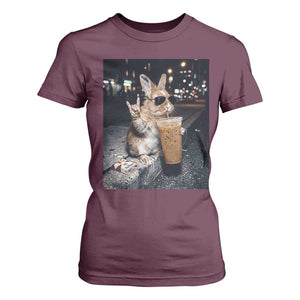 Funny Bunny Drinking Diet Coke T Shirt For Women Vintage 90s Graphic Meme TS14 Maroon Print Your Wear