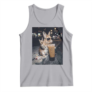 Funny Bunny Drinking Iced Coffee Tank Top Vintage 90s Graphic Meme TS14