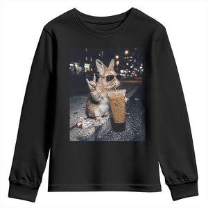 Funny Bunny Drinking Diet Coke Youth Sweatshirt Vintage 90s Graphic Meme TS14 Black Print Your Wear