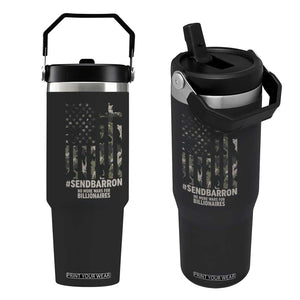 Send Barron Flip Straw Tumbler Vintage American Flag Camo Hashtag Protest Meme TS14 One Size: 30 oz Black Print Your Wear