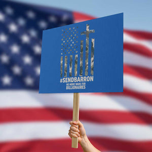 Send Barron Protest Sign Vintage American Flag Camo Hashtag Protest Meme TS14 Horizontal 18" × 24" Blue Print Your Wear