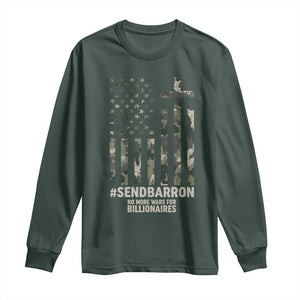 Send Barron Long Sleeve Shirt Vintage American Flag Camo Hashtag Protest Meme TS14 Dark Forest Green Print Your Wear