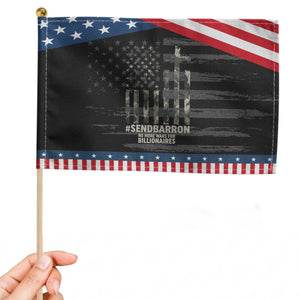 Send Barron Patriotic Handheld Flag Vintage American Flag Camo Hashtag Protest Meme TS14 Distressed 8.2" × 5.5" Black Blue Print Your Wear