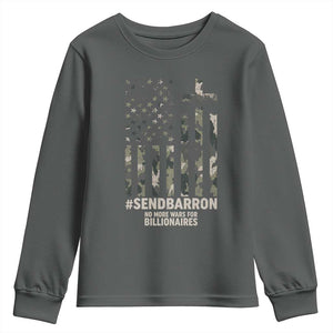 Send Barron Youth Sweatshirt Vintage American Flag Camo Hashtag Protest Meme TS14 Dark Heather Print Your Wear