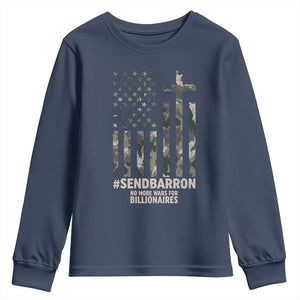 Send Barron Youth Sweatshirt Vintage American Flag Camo Hashtag Protest Meme TS14 Navy Print Your Wear