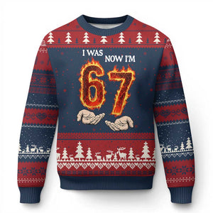 I Was 6 Now I'm 7 Birthday Ugly Christmas Sweater Funny Six Seven Meme 67 Flame