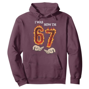 I Was 6 Now I'm 7 Birthday Hoodie Funny Six Seven Meme 67 Flame TS14 Maroon Print Your Wear