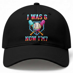 I Was 6 Now I'm 7 Baseball Cap Baseball Ice Cream Drip Number 67 Player 67th Birthday