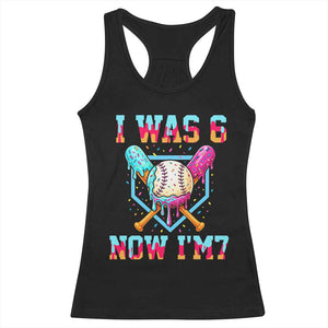 I Was 6 Now I'm 7 Racerback Tank Top Baseball Ice Cream Drip Number 67 Player 67th Birthday TS14 Black Print Your Wear