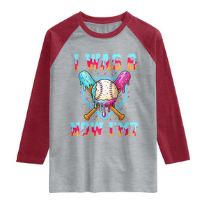 I Was 6 Now I'm 7 Raglan Shirt Baseball Ice Cream Drip Number 67 Player 67th Birthday TS14 Heather Gray Heather Red Print Your Wear