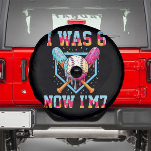 I Was 6 Now I'm 7 Spare Tire Cover Baseball Ice Cream Drip Number 67 Player 67th Birthday TS14 Black Print Your Wear