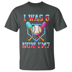 I Was 6 Now I'm 7 T Shirt Baseball Ice Cream Drip Number 67 Player 67th Birthday TS14 Dark Heather Print Your Wear