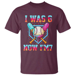 I Was 6 Now I'm 7 T Shirt Baseball Ice Cream Drip Number 67 Player 67th Birthday TS14 Maroon Print Your Wear