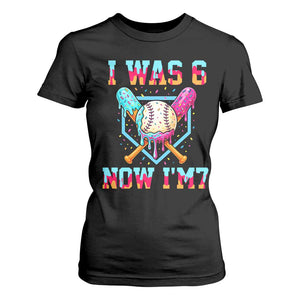 I Was 6 Now I'm 7 T Shirt For Women Baseball Ice Cream Drip Number 67 Player 67th Birthday TS14 Black Print Your Wear