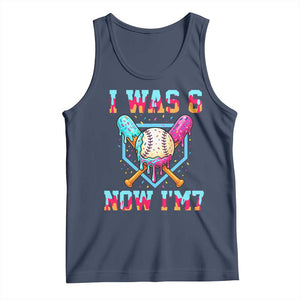 I Was 6 Now I'm 7 Tank Top Baseball Ice Cream Drip Number 67 Player 67th Birthday TS14 Navy Print Your Wear