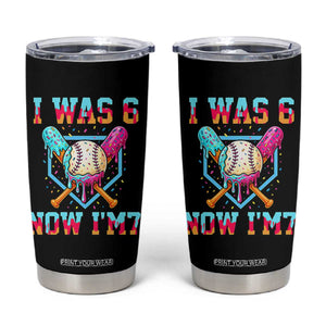 I Was 6 Now I'm 7 Tumbler Cup Baseball Ice Cream Drip Number 67 Player 67th Birthday TS14 Black Print Your Wear