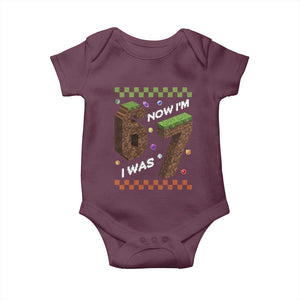 7th Birthday I Was 6 Now Im 7 Baby Onesie Unlocked 67 Boys Kids Youth TS14 Maroon Print Your Wear