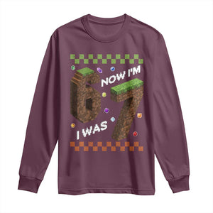 7th Birthday I Was 6 Now Im 7 Long Sleeve Shirt Unlocked 67 Boys Kids Youth TS14 Maroon Print Your Wear