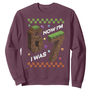 7th Birthday I Was 6 Now Im 7 Sweatshirt Unlocked 67 Boys Kids Youth TS14 Maroon Print Your Wear