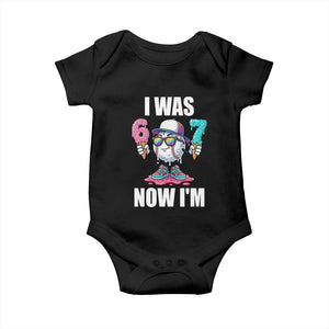 I Was 6 Now I'm 7 Baby Onesie Baseball Ice Cream Drip Number 67 Player TS14 Black Print Your Wear