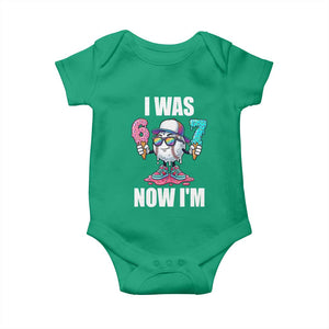 I Was 6 Now I'm 7 Baby Onesie Baseball Ice Cream Drip Number 67 Player TS14 Irish Green Print Your Wear
