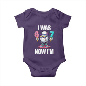 I Was 6 Now I'm 7 Baby Onesie Baseball Ice Cream Drip Number 67 Player TS14 Purple Print Your Wear