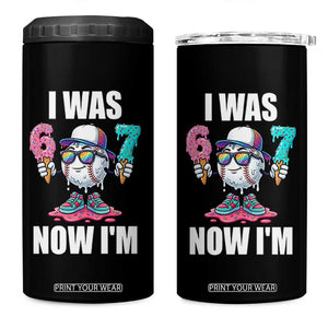 I Was 6 Now I'm 7 4 in 1 Can Cooler Tumbler Baseball Ice Cream Drip Number 67 Player TS14 One Size: 16 oz Black Print Your Wear