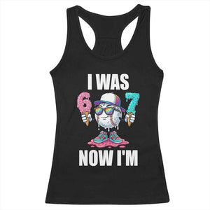 I Was 6 Now I'm 7 Racerback Tank Top Baseball Ice Cream Drip Number 67 Player TS14 Black Print Your Wear