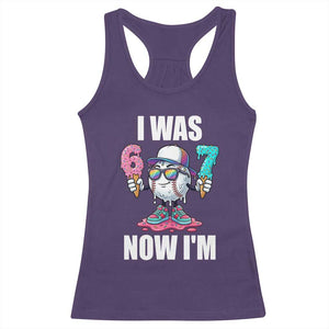 I Was 6 Now I'm 7 Racerback Tank Top Baseball Ice Cream Drip Number 67 Player TS14 Purple Print Your Wear