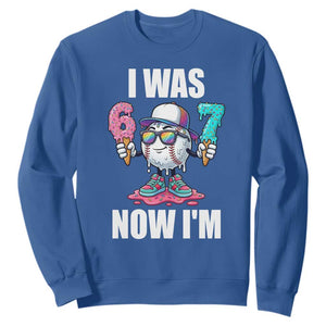 I Was 6 Now I'm 7 Sweatshirt Baseball Ice Cream Drip Number 67 Player