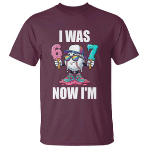 I Was 6 Now I'm 7 T Shirt Baseball Ice Cream Drip Number 67 Player TS14 Maroon Print Your Wear