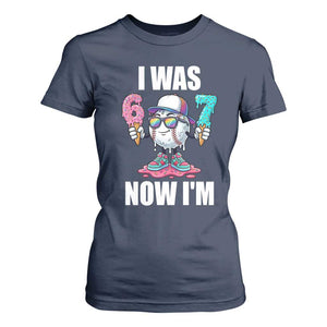 I Was 6 Now I'm 7 T Shirt For Women Baseball Ice Cream Drip Number 67 Player TS14 Navy Print Your Wear
