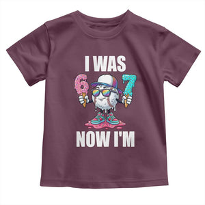 I Was 6 Now I'm 7 Toddler T Shirt Baseball Ice Cream Drip Number 67 Player